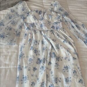 Floral Blue and White Dress